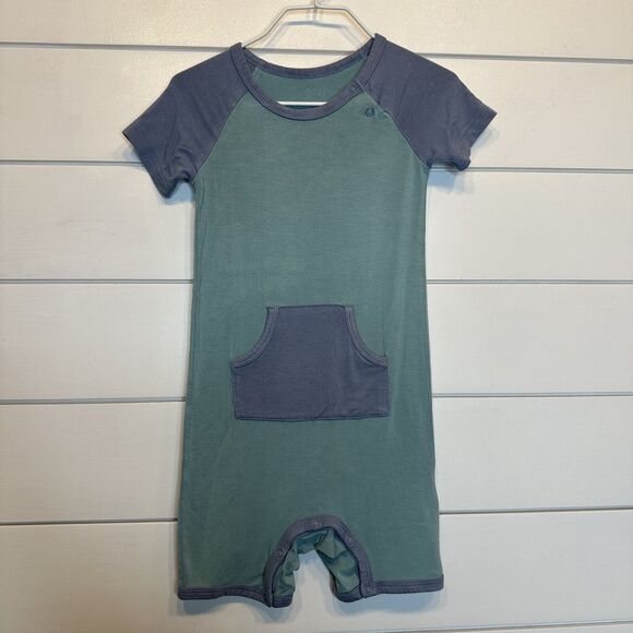 KYTE BABY Shortall Romper 4T Blue Seafoam Slate Shortie Boy Girl Bamboo - Picture 3 of 8